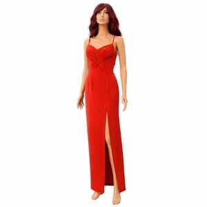 Niteline Della Roufogali Pleated Crisscross Maxi Gown Red Size US 2 Petite
